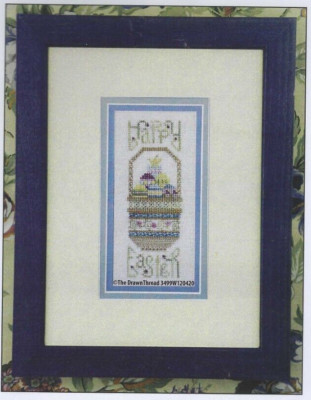 EASTER BASKET--Drawn Thread--Eggs--Chick--Holiday--Counted Cross Stitch Pattern