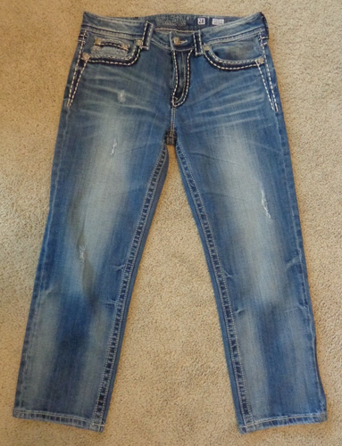 Miss Me💗JPB5014 Boyfriend Distressed Denim Capri Blue Jeans 💗Sz 28 - 第 1/6 張圖片