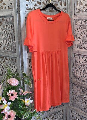 womens solid color peach summer dress large | eBay