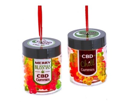 2.4'' Jar Of Gummies C B D  Set 2 Ornament  Christmas Kurt Adler D4286