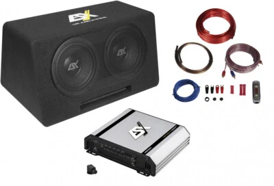 ESX DBP208Q Subwoofer Bass Sound Anlage Komplett Set Kit Auto Subwoofer Endstufe - Bild 1 von 4