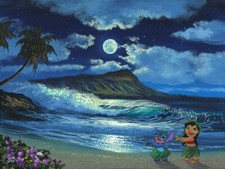 Lilo Stitch Walt Disney Fine Art Walfrido Garcia Signed Ltd Ed 295 Hula Moon