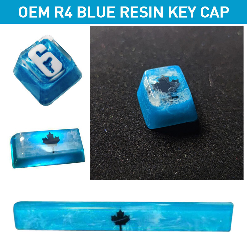 2024 Rainbow 6 Black Ice Keycap OEM R4 Blue Resin Key Cap For Cherry MX Keyboard