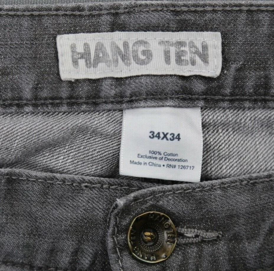 Pantalones de mezclilla para hombre Hang Ten 2010 calce ajustado gris desgastado talla 34x34 (Sr 34x33) Foto 4 de 4