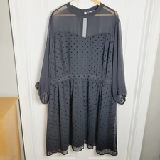 ModCloth Dress 4XL Black Sheer Sweetheart Neck Polka Dot Whimsigoth Romantic