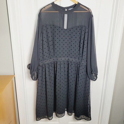 ModCloth Dress 4XL Black Sheer Sweetheart Neck Polka Dot Whimsigoth Romantic - 第 1/13 張圖片