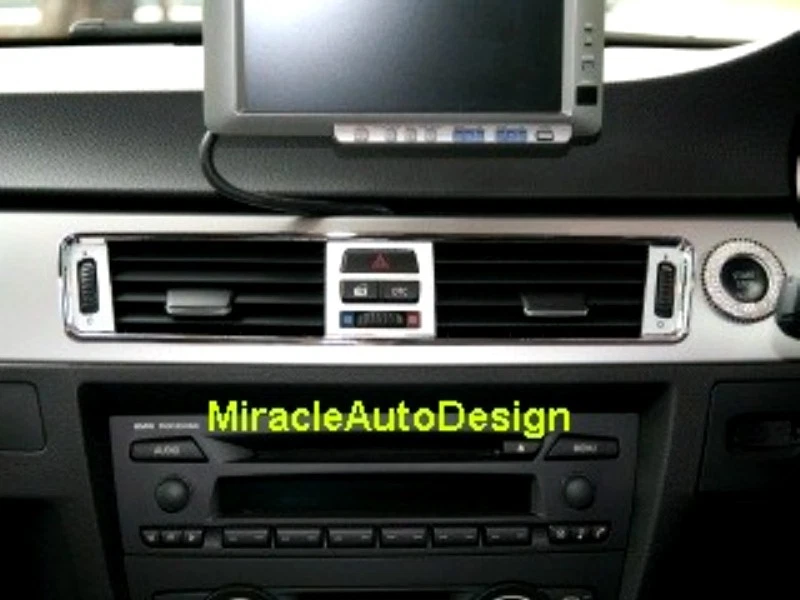 Marcos de ventilación de aire acondicionado de acero inoxidable cromado de 3 piezas para BMW E90 E91 E92 2006-2011 Foto 2 de 4