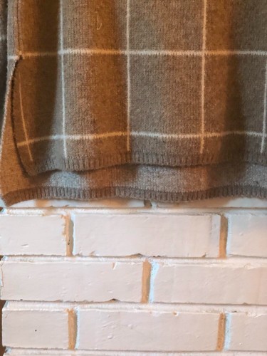 Madewell Funnel Neck Wool Blend Windowpane Tan Sweater XS - Picture 4 of 7