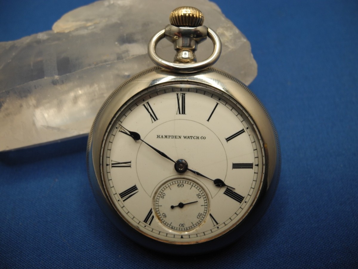 VINTAGE,HAMPDEN,OPEN FACE, POCKET WATCH 7J,,Sz18,SILVERINE