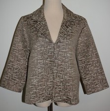 Chicos Sz 2 Jacket Metallic Textured 3/4 Sleeve Lined Blazer Large