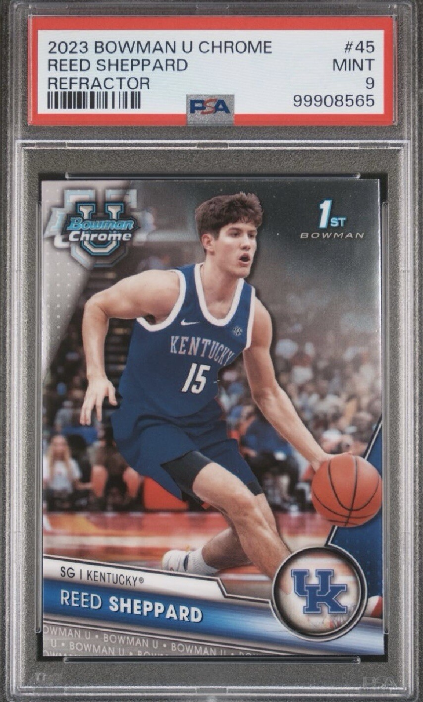 REED SHEPPARD 2023 Bowman U Chrome RC 1ST PSA 9 Houston Rockets/ UK Wildcats
