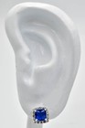 GENUINE 2.46 Cts BLUE & WHITE SAPPHIRE STUD EARRINGS .925 Silver - NEW WITH TAG — photo 7