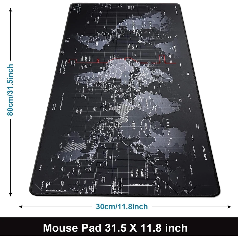 Gaming Mouse Soft Pad Extended Large World Map Computer Keyboa Mat 31.5X12'' - Image 3 of 4