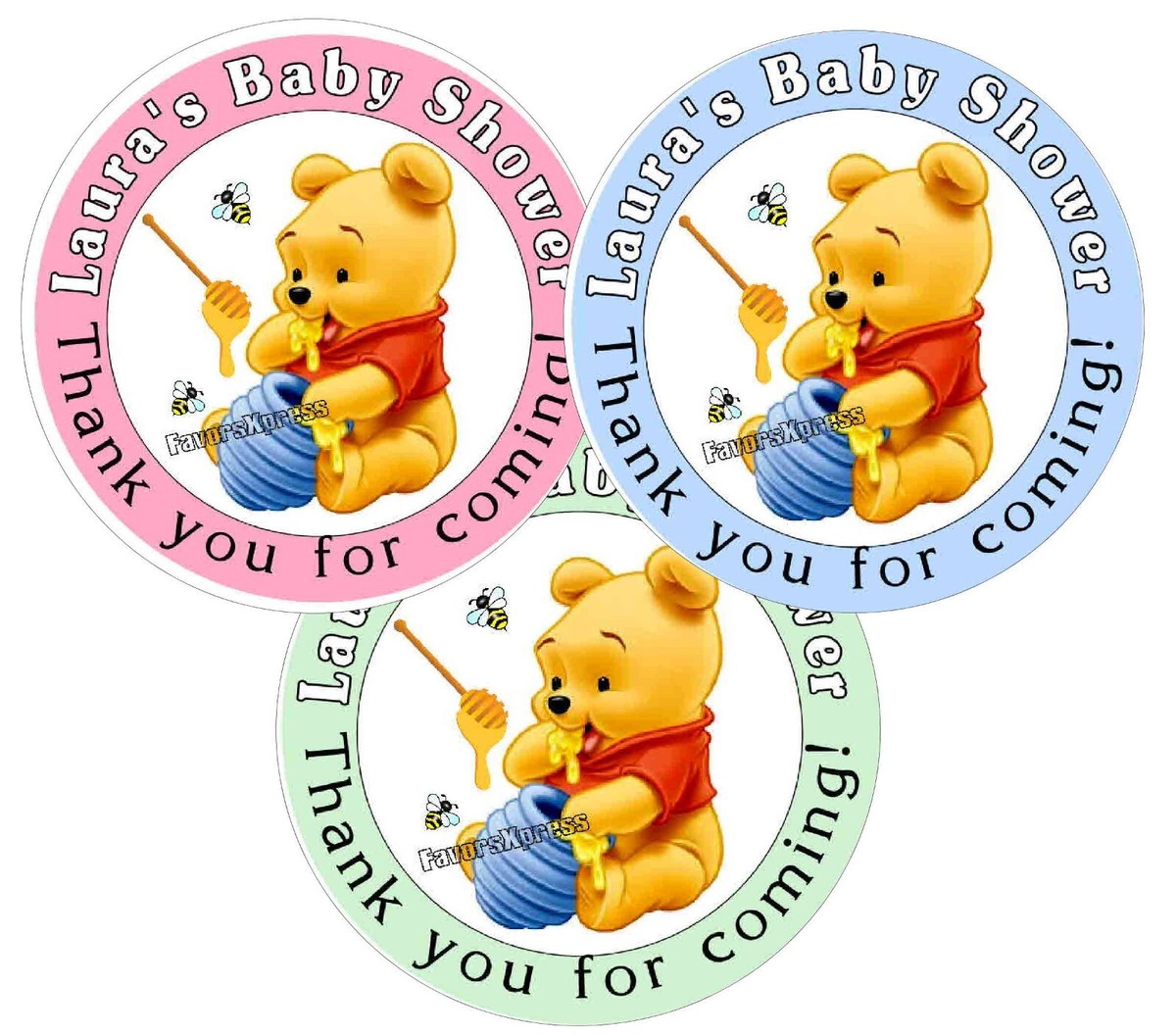 WINNIE THE POOH BABY SHOWER FAVORS STICKER LABELS for party favors