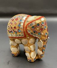 Decorative Resin Elephant with Multi Color Accents