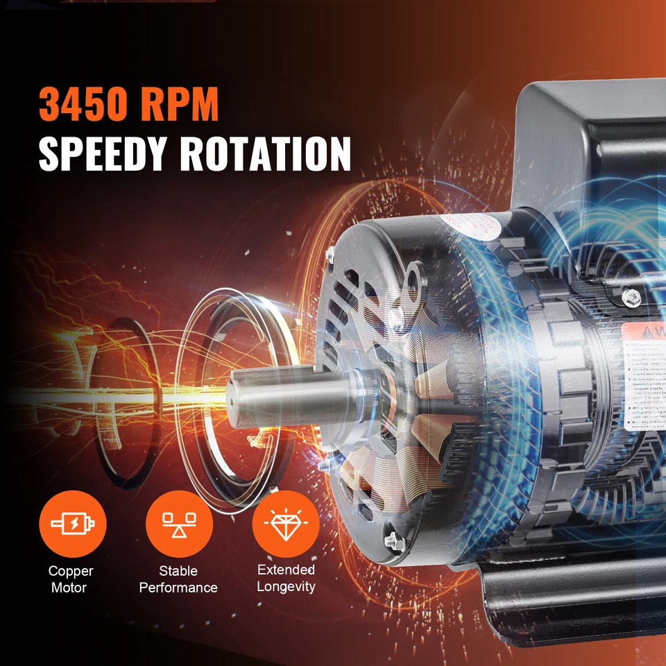 Uimoso 7.5HP Air Compressor Electric Motor 230V 3450RPM 184T Frame CW/CCW Rotate - Image 3 of 4