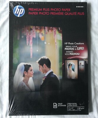 HP Premium Plus Photo Paper BRAND NEW SEALED 25 Inkjet High Gloss 11x17 Q5495A
