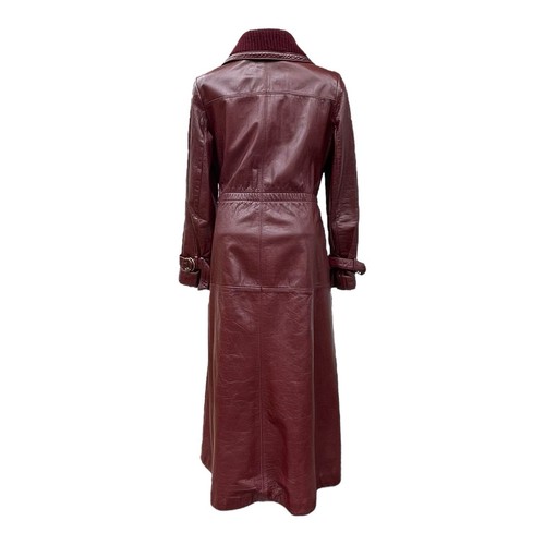 Trench-coat vintage années 70 ETIENNE AIGNER femme 14 long cuir ceinture OXBLOOD EVC - Photo 6/24