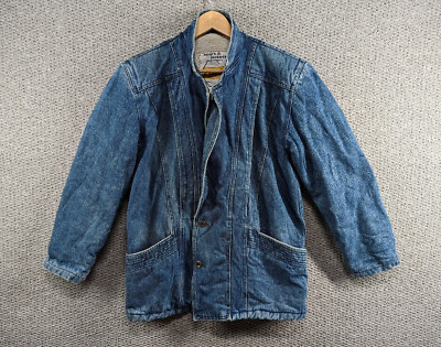 POLBOT Vintage 80's 90's Blue Denim Jeans Sherpa Faux Lined Retro Jacket - M