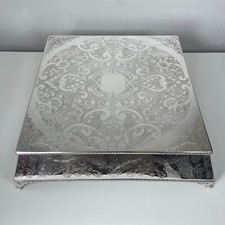 Vintage Professional Square Silver Wedding Cake Stand 30 x 30cm Plus Case