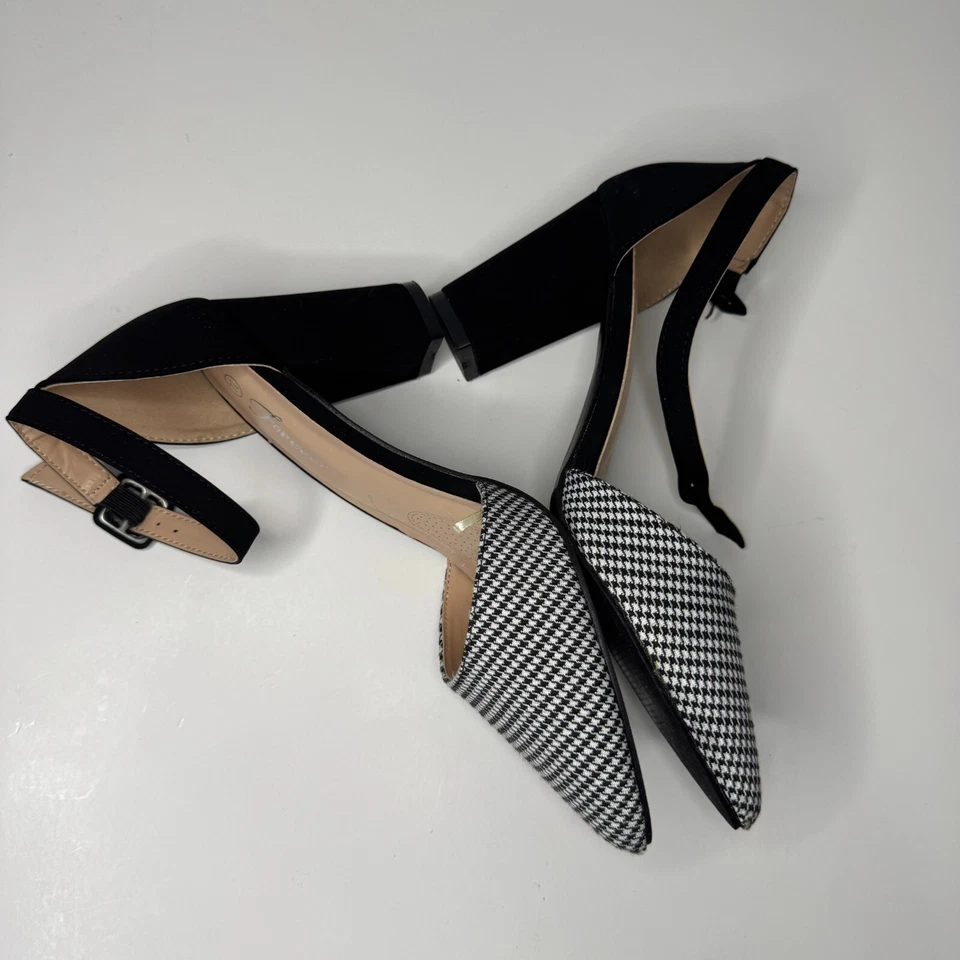 Tacones de aguja a cuadros negros/blancos con punta talla 7,5 Foto 3 de 4