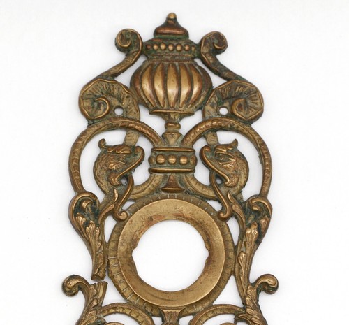 Antique Victorian 13.25 in. Reading Bronze Cut Out Door Back Plate - Picture 2 of 7