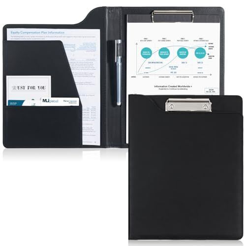 Clipboard Folder Portfolio, A4 Leather Padfolio Clipboard, Business Black - Bild 1 von 6