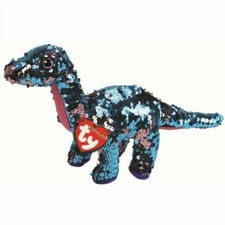 2 Ty FLIPPABLES TREMOR Dinosaur Medium & Small Plush Sequins
