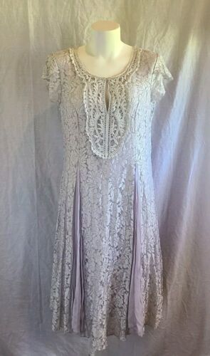 Dress Lace Silver Grey Boho Fairy Size 10 - Picture 1 of 11