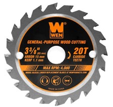 WEN BL0320 3-3/8" 20-Tooth Woodworking Saw Blade for Compact Mini Circular Saw