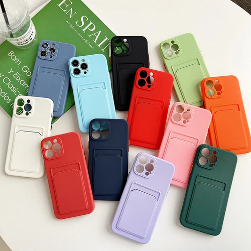Card Slot Case For iPhone 14 13 12 11 Pro X XR XS Max Shockproof Silicone Cover