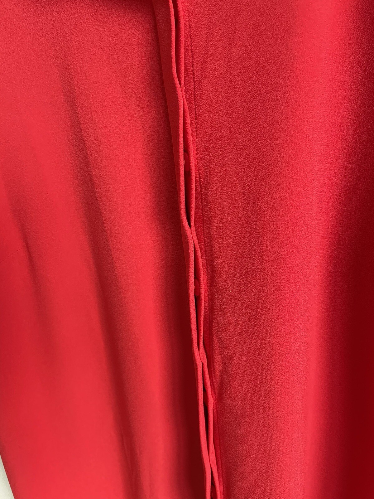 Joan Vass Studio Sz L Longline Red Tunic Button Front Stretch Sleeveless Slits