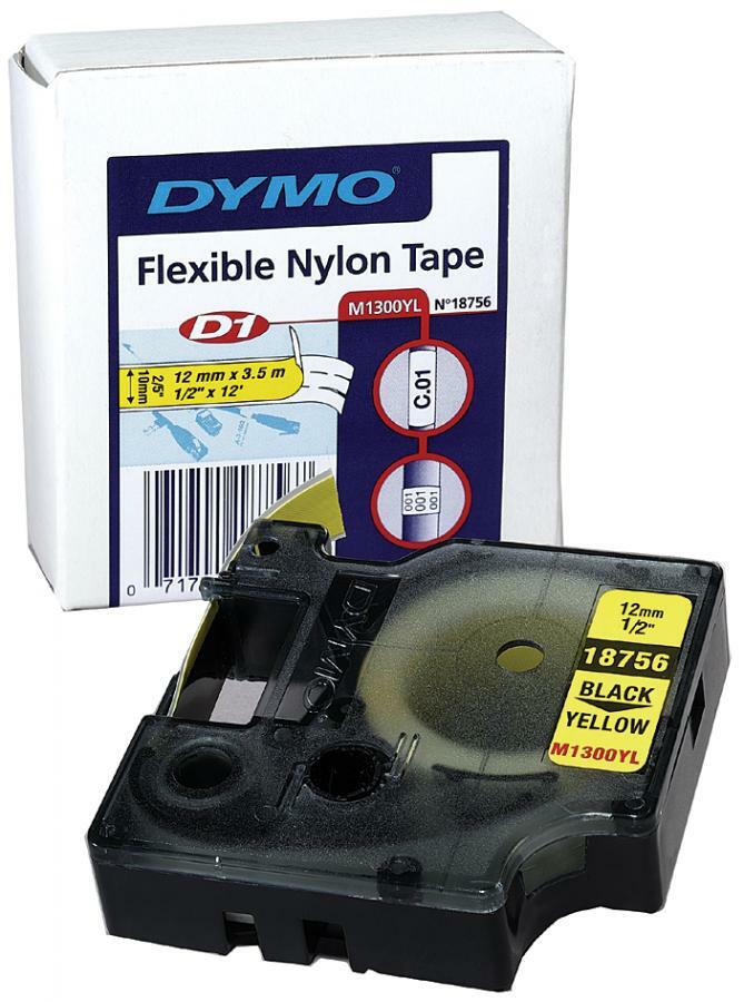 DYMO Rhino Industrie-Etiketten – 12 Mm X 5,5 M, Schwarz Auf Orange, Selbstklebend, UV-beständig
