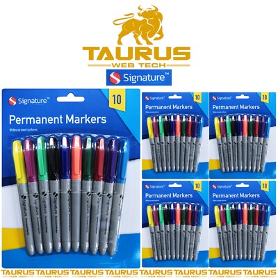 50 x Permanent Marker Packung sortiert mehrere Farben feine Spitze Spitzen Schule Stifte UK
