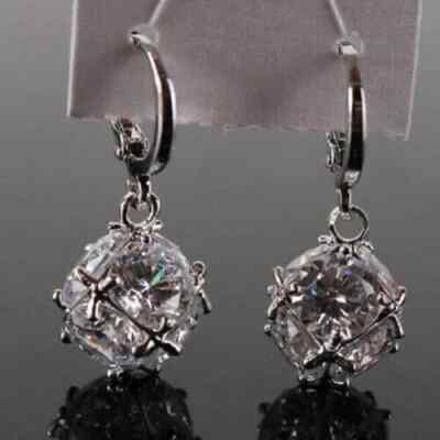 4Ct Lab Created Diamond Attractive Drop & Dangle Earrings 14K White Gold Finish
