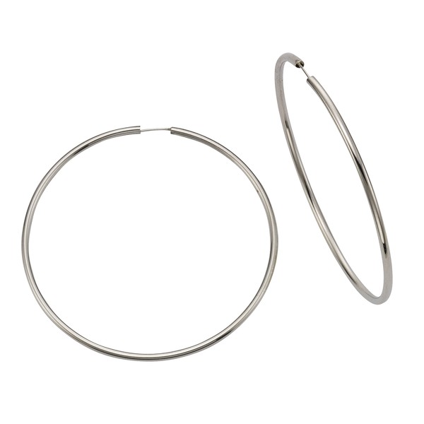 Creolen Ohrringe 925 Sterling Silber Rhodiniert Durchmesser 6Cm Hochglanzpoliert-image