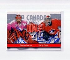 KIM ST-PIERRE & CHARLINE LABONTE signed '07/08 O CANADA TEAM CANADA women card