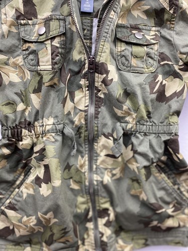 Old Navy Girls Zip & Hood Jacket Size M (8) Green Camo Floral 4 Front Pockets - Picture 9 of 9