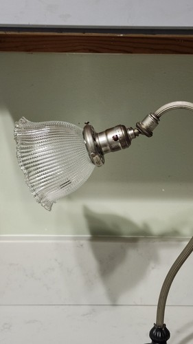 Vintage Black Silver Nickel Gooseneck Desk Lamp - Picture 4 of 11