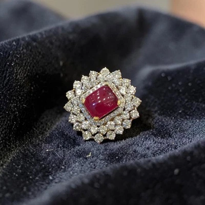 Schöne 11,35 Karat Runde Brillanten F/VS1 Diamanten Rubin Cocktail Ring 14K Gold - Bild 1 von 4