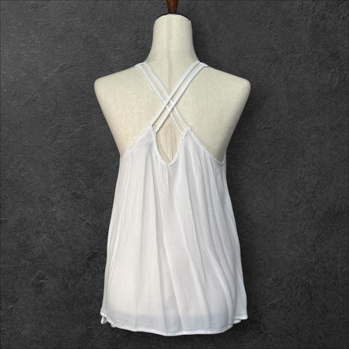 Roxy White Tank Top Criss Cross Back V Neck Sleeveless Casual Medium Y2K Beach - Picture 4 of 12
