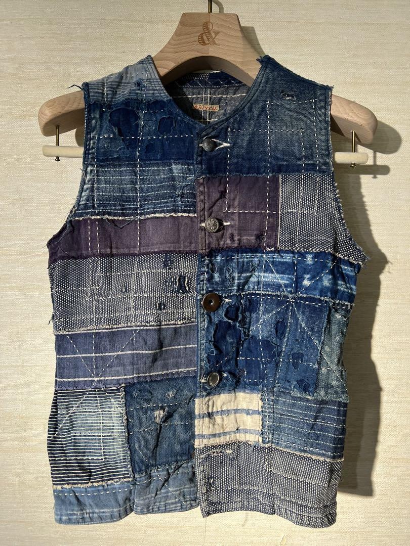 トップス KAPITAL DENIM VEST Kapital Men Patchwork Denim Vest Boro Rag JPN Limited Edition Rare