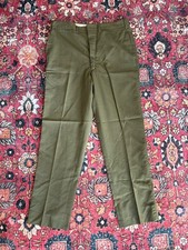 VTG 40s 50s Olive Cotton Twill Pants Rockabilly Pants 33x32 Talon Zipper Weave