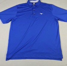 FootJoy Polo Shirt Mens XL Blue Solid Golf Performance Stretch Bird Logo Top