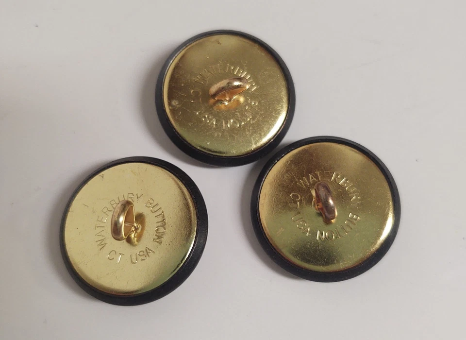 3 Botones de Abrigo Uniforme de Servicio Indio de EE. UU. - Botones Waterbury Ct EE. UU. Militar Foto 4 de 4