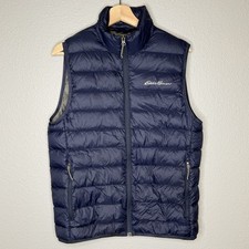 Eddie Bauer EB650 Blue Goose Down Puffer Vest Mens S Gorpcore Hiking Utility