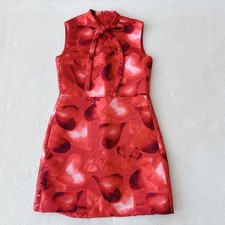 Valentino One Piece Dress Heart Pattern Ribbon Bowtie Red 40