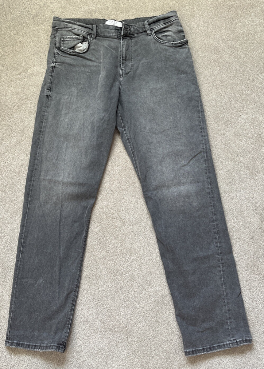 Easy Jeans Mens Grey Wash Trousers W36 Long Straight Fit Excellent