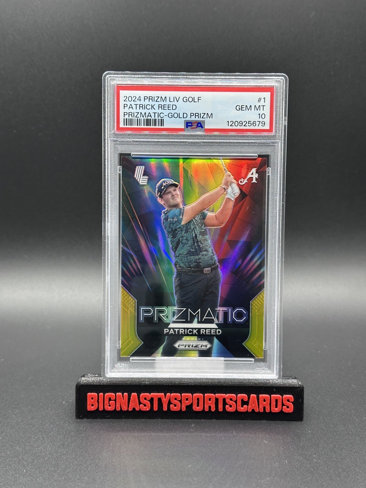 2024 panini prizm liv golf prizmatic Patrick Reed gold prizm /10 -PSA 10 - POP 1