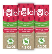 Hello Fresh Watermelon Fluoride Free Kids Toothpaste, 4.2 Oz Tube (Pack of 3) 1.38 per gallon
